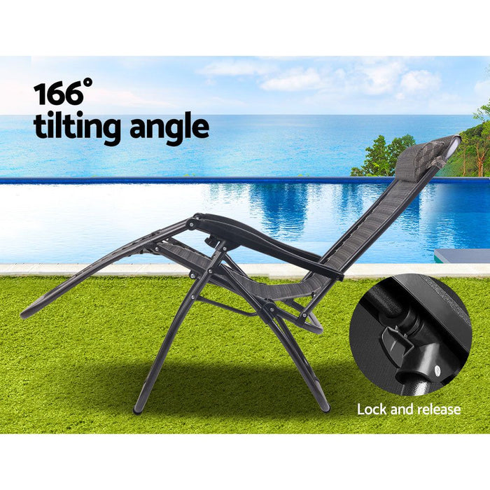 Gardeon Outdoor Portable Recliner - Grey -Home Living Store - -  