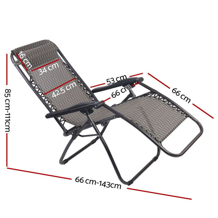 Gardeon Outdoor Portable Recliner - Grey -Home Living Store - -  