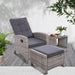 Gardeon Outdoor Setting Recliner Chair Table Set Wicker lounge Patio Furniture Grey -Home Living Store - -  