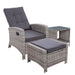 Gardeon Outdoor Setting Recliner Chair Table Set Wicker lounge Patio Furniture Grey -Home Living Store - -  