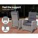 Gardeon Outdoor Setting Recliner Chair Table Set Wicker lounge Patio Furniture Grey -Home Living Store - -  
