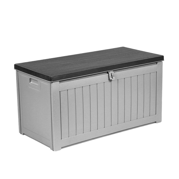 Gardeon Outdoor Storage Box 190L Container Lockable Garden Bench Tool Shed Black -Home Living Store - -  