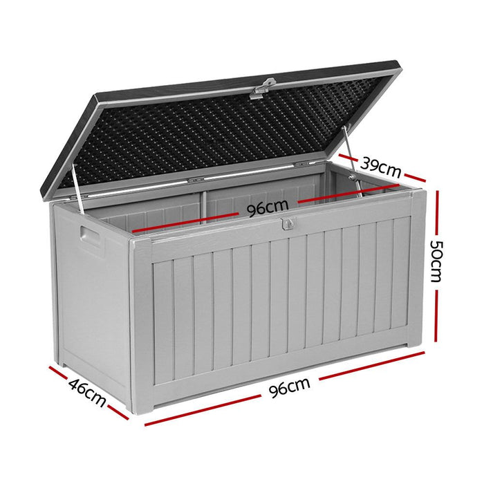 Gardeon Outdoor Storage Box 190L Container Lockable Garden Bench Tool Shed Black -Home Living Store - -  