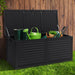 Gardeon Outdoor Storage Box 490L Container Lockable Garden Bench Shed Tools Toy All Black -Home Living Store - -  