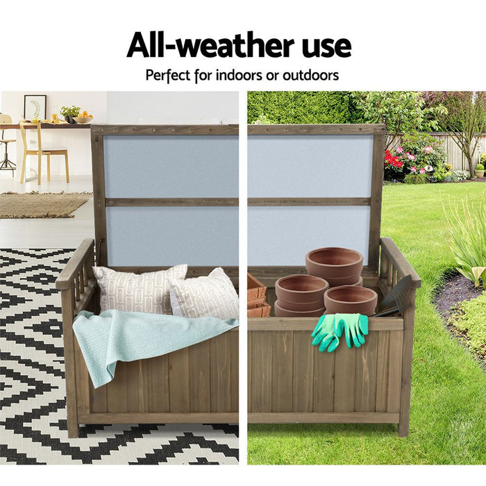 Gardeon Outdoor Storage Box Wooden Garden Bench Chest Toy Tool Sheds Furniture -Home Living Store - -  