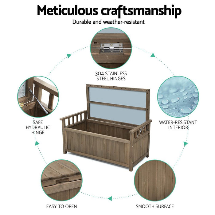 Gardeon Outdoor Storage Box Wooden Garden Bench Chest Toy Tool Sheds Furniture -Home Living Store - -  