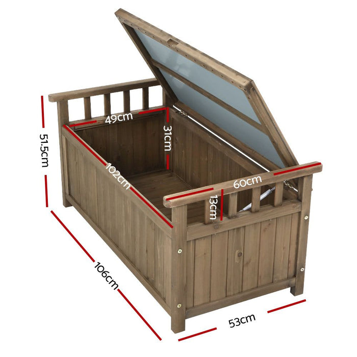 Gardeon Outdoor Storage Box Wooden Garden Bench Chest Toy Tool Sheds Furniture -Home Living Store - -  