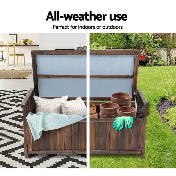 Gardeon Outdoor Storage Box Wooden Garden Bench Chest Toy Tool Sheds Furniture -Home Living Store - -  