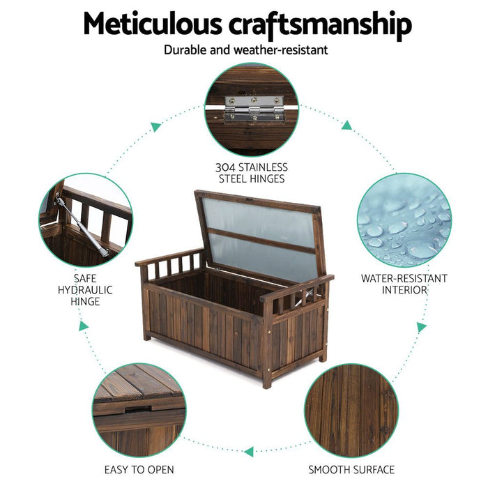 Gardeon Outdoor Storage Box Wooden Garden Bench Chest Toy Tool Sheds Furniture -Home Living Store - -  