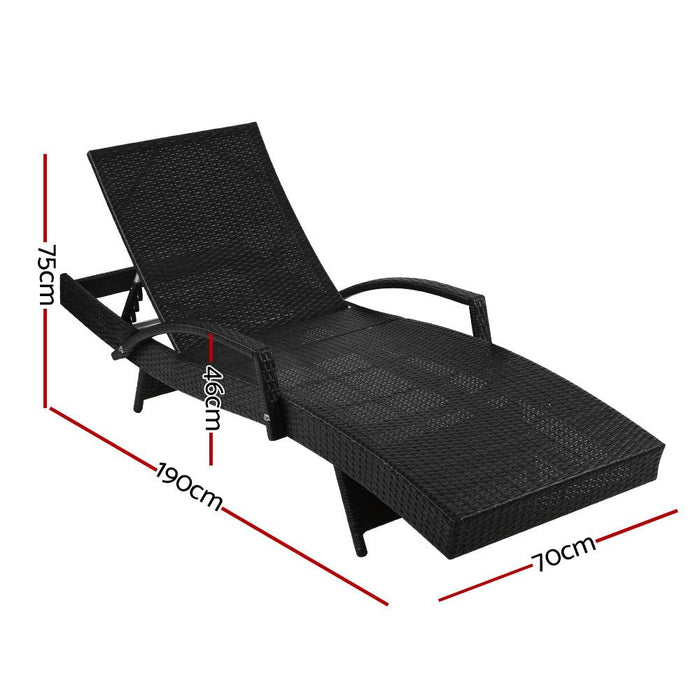 Gardeon Outdoor Sun Lounge - Black -Home Living Store - -  