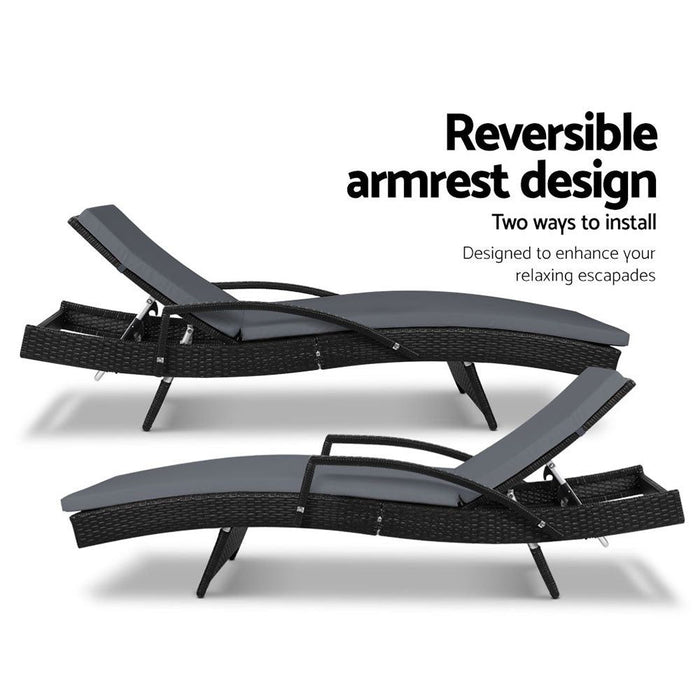 Gardeon Outdoor Sun Lounge - Black -Home Living Store - -  