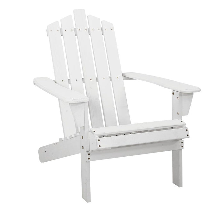 Gardeon Outdoor Sun Lounge Beach Chairs Table Setting Wooden Adirondack Patio - White -Home Living Store - -  