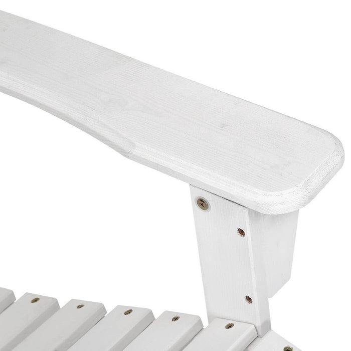 Gardeon Outdoor Sun Lounge Beach Chairs Table Setting Wooden Adirondack Patio - White -Home Living Store - -  