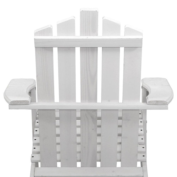 Gardeon Outdoor Sun Lounge Beach Chairs Table Setting Wooden Adirondack Patio - White -Home Living Store - -  