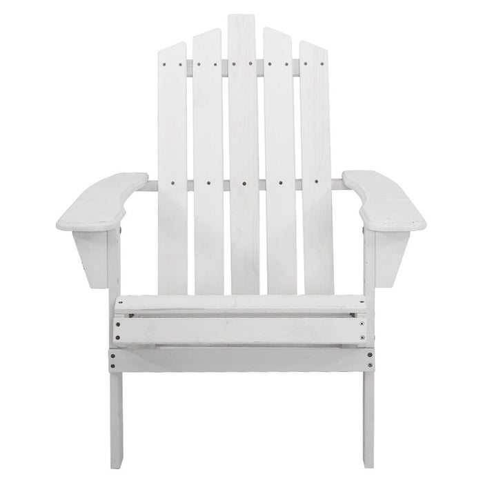 Gardeon Outdoor Sun Lounge Beach Chairs Table Setting Wooden Adirondack Patio - White -Home Living Store - -  