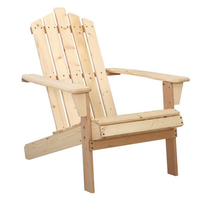 Gardeon Outdoor Sun Lounge Beach Chairs Table Setting Wooden Adirondack Patio Chair Light Wood Tone -Home Living Store - -  