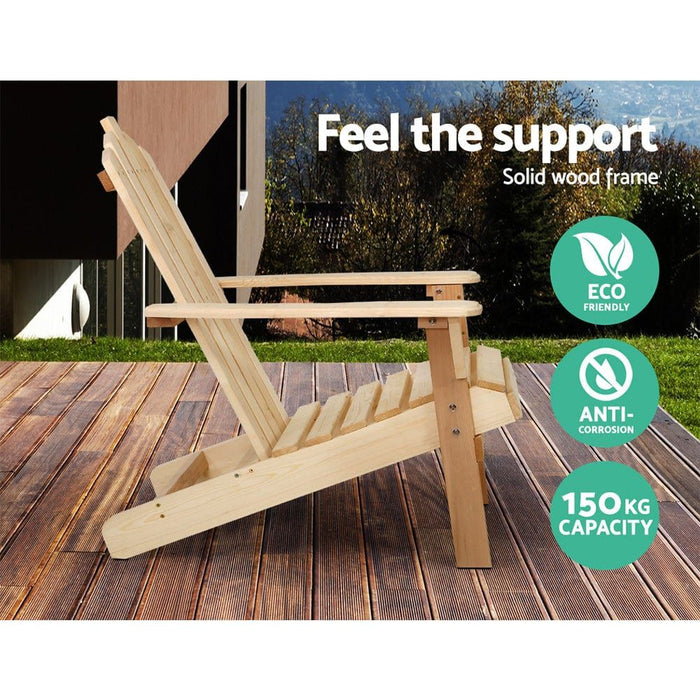 Gardeon Outdoor Sun Lounge Beach Chairs Table Setting Wooden Adirondack Patio Chair Light Wood Tone -Home Living Store - -  