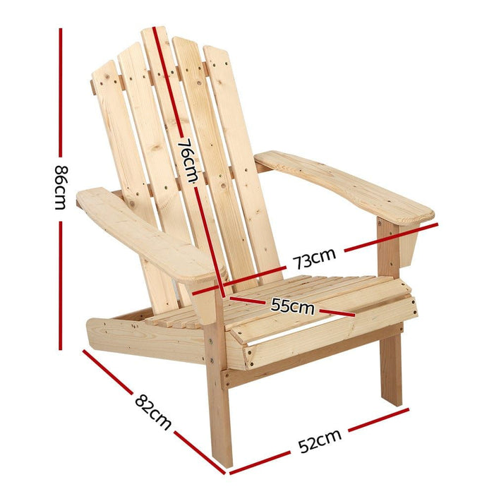 Gardeon Outdoor Sun Lounge Beach Chairs Table Setting Wooden Adirondack Patio Chair Light Wood Tone -Home Living Store - -  
