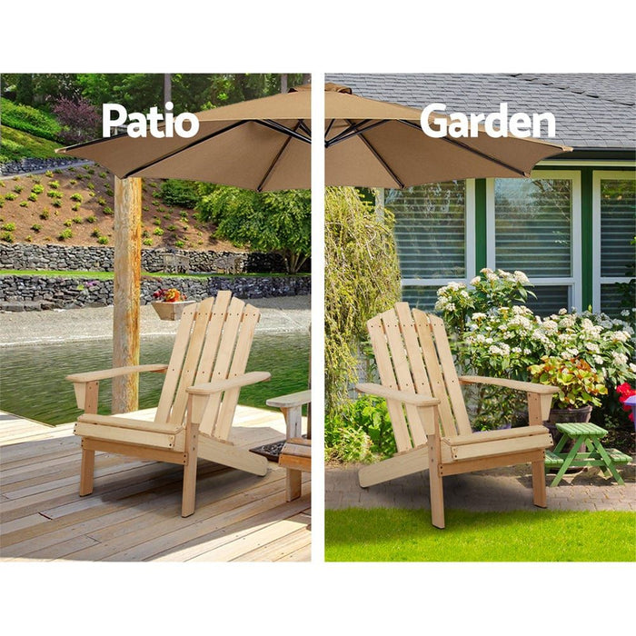 Gardeon Outdoor Sun Lounge Beach Chairs Table Setting Wooden Adirondack Patio Chair Light Wood Tone -Home Living Store - -  