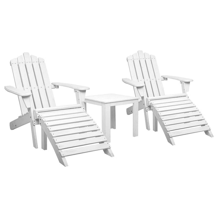 Gardeon Outdoor Sun Lounge Beach Chairs Table Setting Wooden Adirondack Patio Chair White -Home Living Store - -  