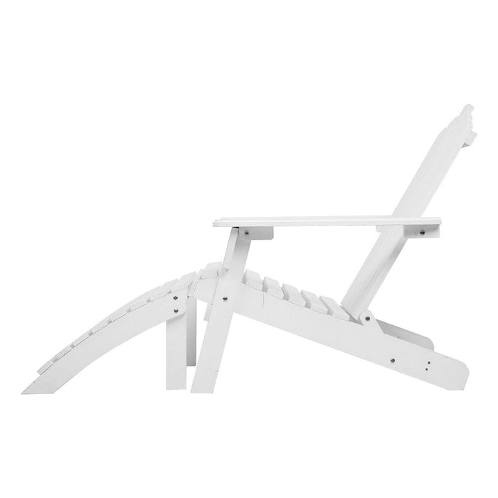 Gardeon Outdoor Sun Lounge Beach Chairs Table Setting Wooden Adirondack Patio Chair White -Home Living Store - -  