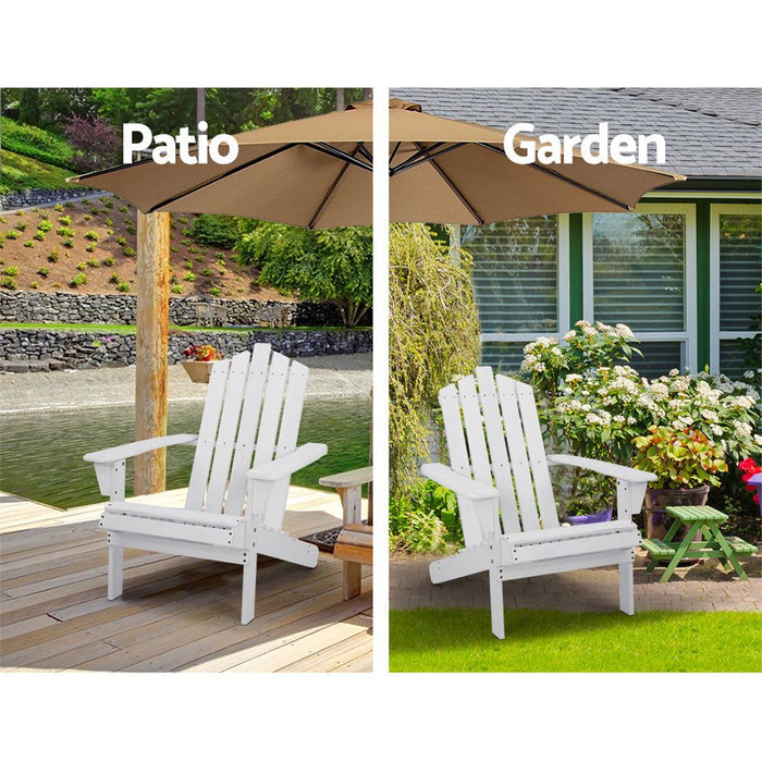 Gardeon Outdoor Sun Lounge Beach Chairs Table Setting Wooden Adirondack Patio Chair White -Home Living Store - -  