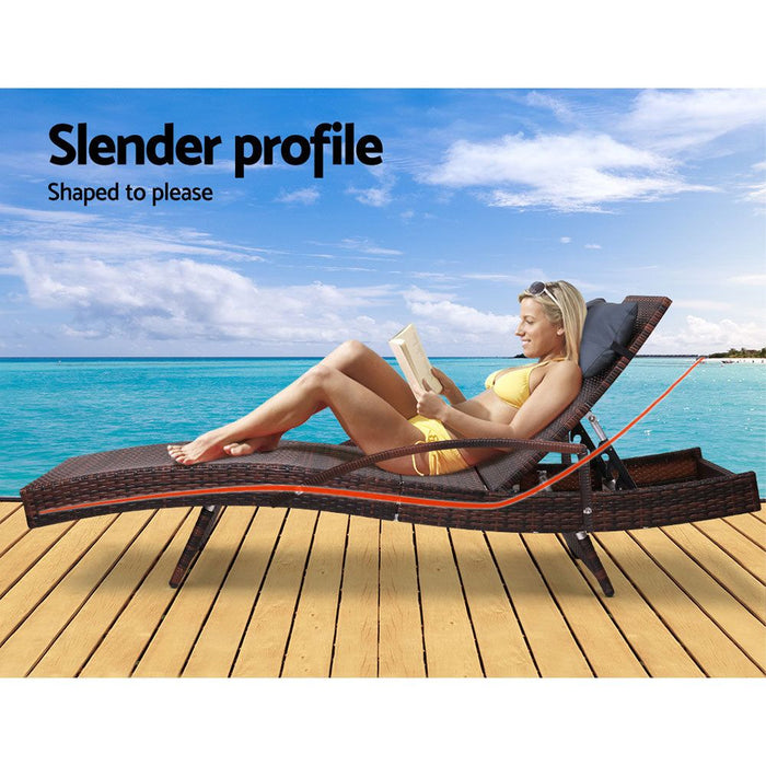 Gardeon Outdoor Sun Lounge Furniture Day Bed Wicker Pillow Sofa Set -Home Living Store - -  