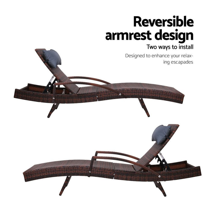 Gardeon Outdoor Sun Lounge Furniture Day Bed Wicker Pillow Sofa Set -Home Living Store - -  