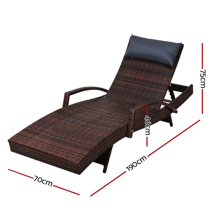 Gardeon Outdoor Sun Lounge Furniture Day Bed Wicker Pillow Sofa Set -Home Living Store - -  
