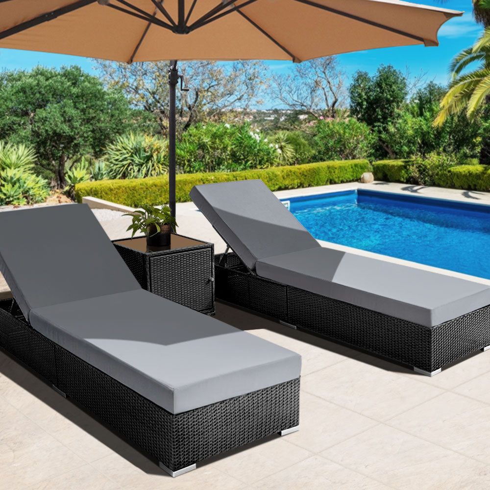 Gardeon Outdoor Sun Lounge Wicker Lounger Setting Day Bed Chair Pool F Home Living Store