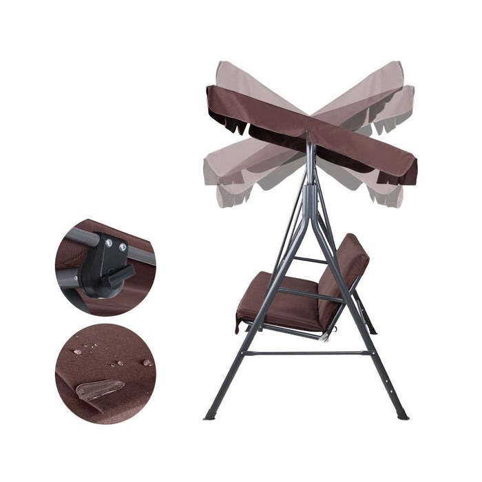 Gardeon Outdoor Swing Chair Garden Bench Furniture Canopy 3 Seater Brown -Home Living Store - -  
