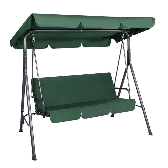 Gardeon Outdoor Swing Chair Garden Bench Furniture Canopy 3 Seater Green -Home Living Store - -  