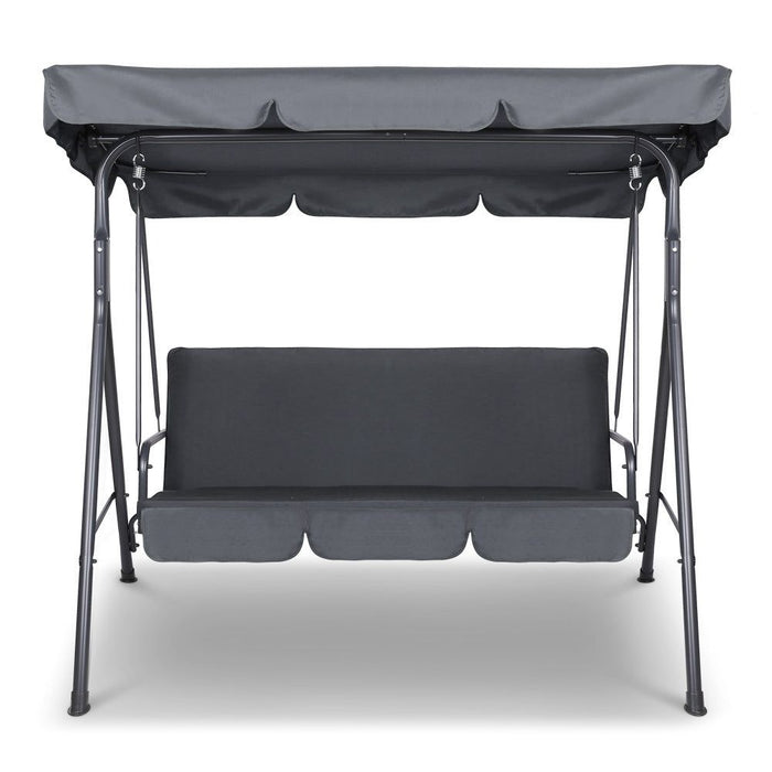 Gardeon Outdoor Swing Chair Garden Bench Furniture Canopy 3 Seater Grey -Home Living Store - -  