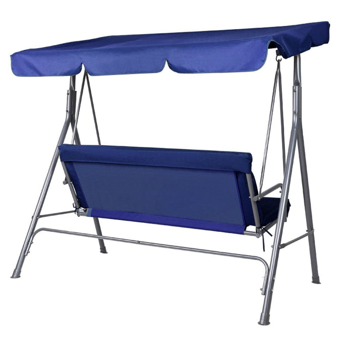 Gardeon Outdoor Swing Chair Garden Bench Furniture Canopy 3 Seater Navy -Home Living Store - -  