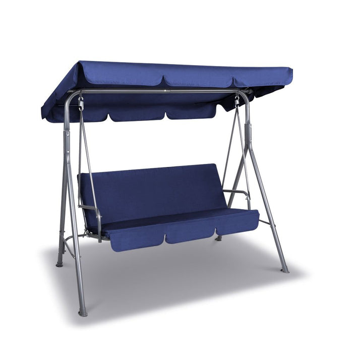 Gardeon Outdoor Swing Chair Garden Bench Furniture Canopy 3 Seater Navy -Home Living Store - -  
