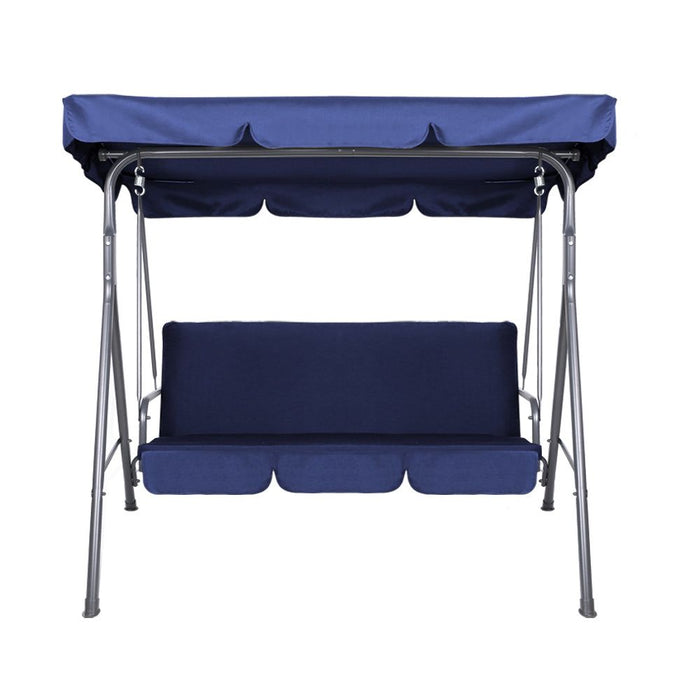 Gardeon Outdoor Swing Chair Garden Bench Furniture Canopy 3 Seater Navy -Home Living Store - -  