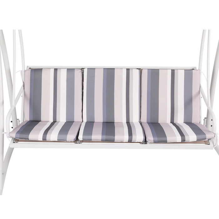 Gardeon Outdoor Swing Chair Garden Bench Furniture Canopy 3 Seater White Grey -Home Living Store - -  