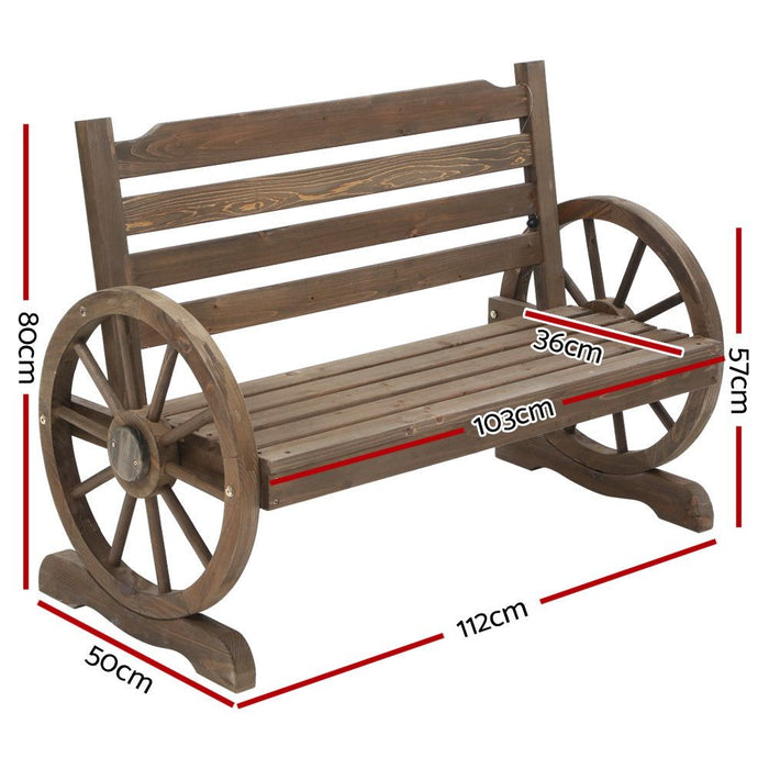 Gardeon Park Bench Wooden Wagon Chair Outdoor Garden Backyard Lounge Furniture -Home Living Store - -  