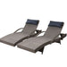 Gardeon Set of 2 Sun Lounge Outdoor Furniture Wicker Lounger Rattan Day Bed Garden Patio Grey -Home Living Store - -  