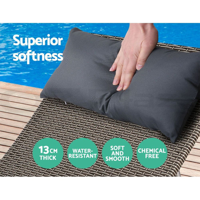Gardeon Set of 2 Sun Lounge Outdoor Furniture Wicker Lounger Rattan Day Bed Garden Patio Grey -Home Living Store - -  
