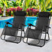 Gardeon Set of 2 Zero Gravity Chairs Reclining Outdoor Furniture Sun Lounge Folding Camping Lounger Black -Home Living Store - -  