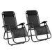 Gardeon Set of 2 Zero Gravity Chairs Reclining Outdoor Furniture Sun Lounge Folding Camping Lounger Black -Home Living Store - -  