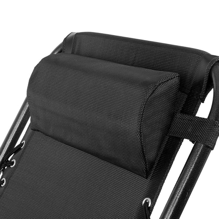 Gardeon Set of 2 Zero Gravity Chairs Reclining Outdoor Furniture Sun Lounge Folding Camping Lounger Black -Home Living Store - -  