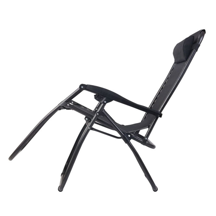 Gardeon Set of 2 Zero Gravity Chairs Reclining Outdoor Furniture Sun Lounge Folding Camping Lounger Black -Home Living Store - -  
