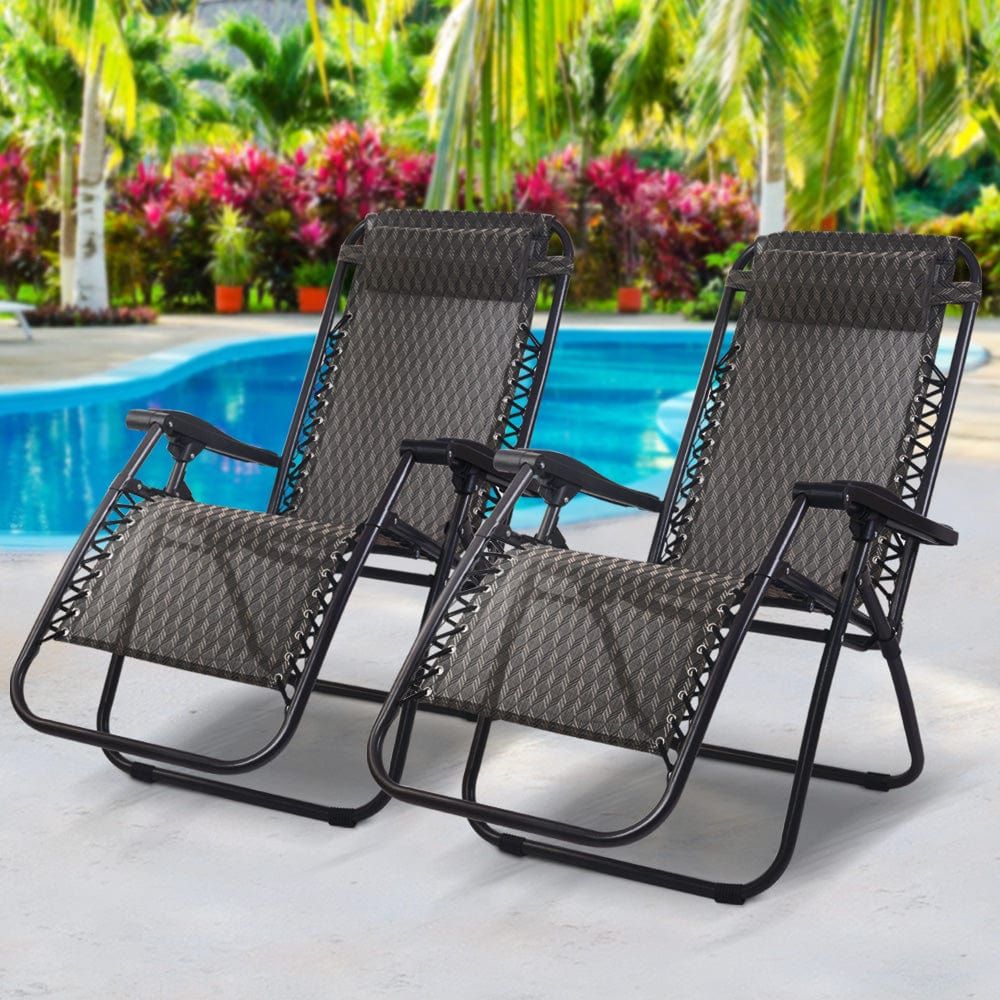 Gardeon Set of 2 Zero Gravity Chairs Reclining Outdoor Furniture Sun L Home Living Store