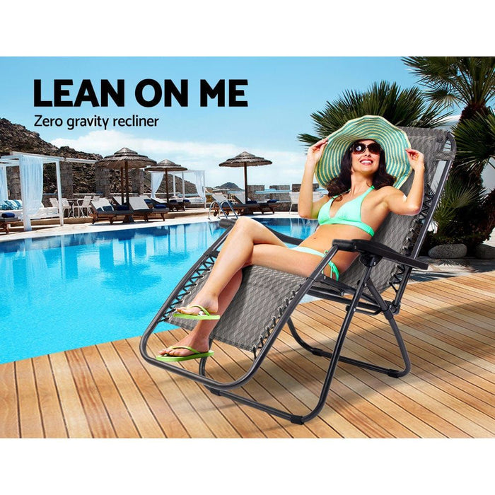 Gardeon Set of 2 Zero Gravity Chairs Reclining Outdoor Furniture Sun L Home Living Store