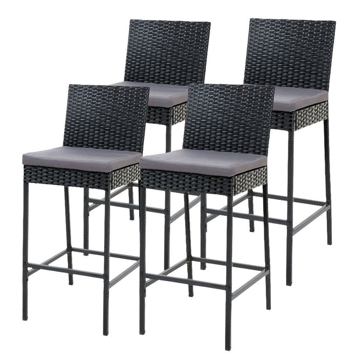 Gardeon Set of 4 Outdoor Bar Stools Dining Chairs Wicker Furniture -Home Living Store - -  