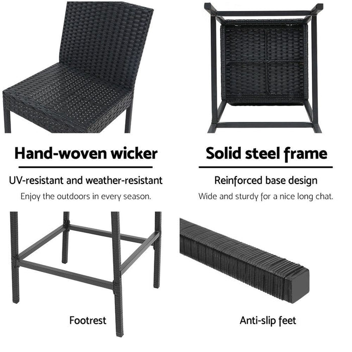 Gardeon Set of 4 Outdoor Bar Stools Dining Chairs Wicker Furniture -Home Living Store - -  
