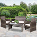 Gardeon Set of 4 Outdoor Lounge Setting Rattan Patio Wicker Dining Set Mixed Grey -Home Living Store - -  