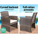 Gardeon Set of 4 Outdoor Lounge Setting Rattan Patio Wicker Dining Set Mixed Grey -Home Living Store - -  